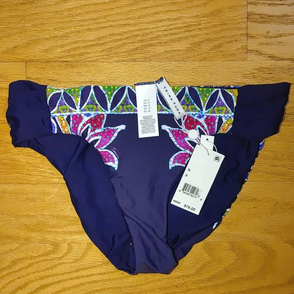 NWT Trina Turk Lotus Batik Bandeau Bikini Top & Reversible Bikini Bottom. 8 - Picture 7 of 10